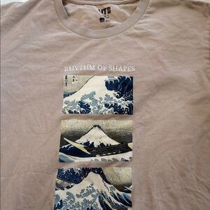 Rhythm of Shapes Beige Graphic T-Shirt